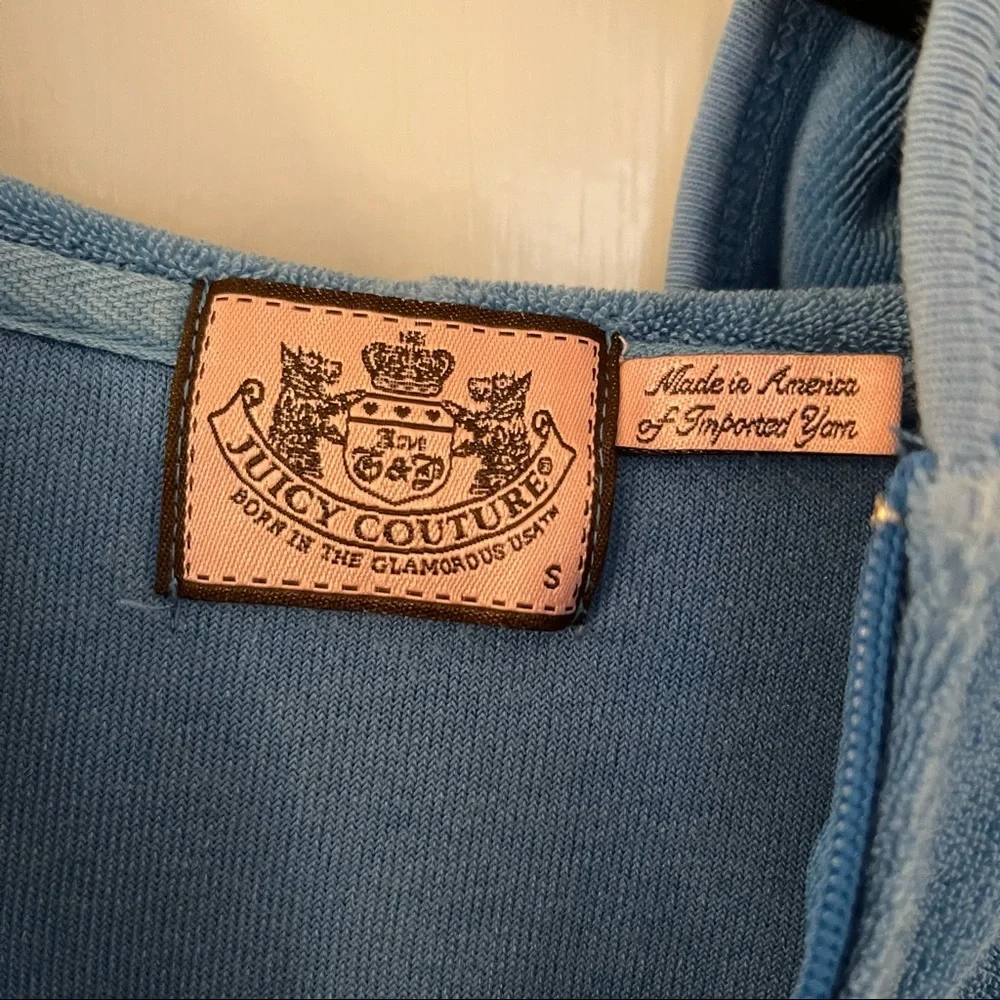 Juicy Couture blue terry cloth zip up hoodie with silver “J” - Picture 4 of 16